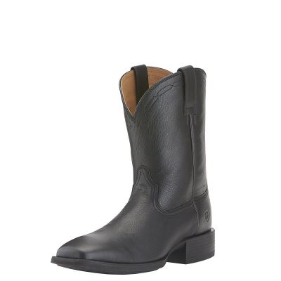 Ariat Western: Heritage Roper Wide Square Toe Botas Western Hombre - Negras (KHZFI7392)